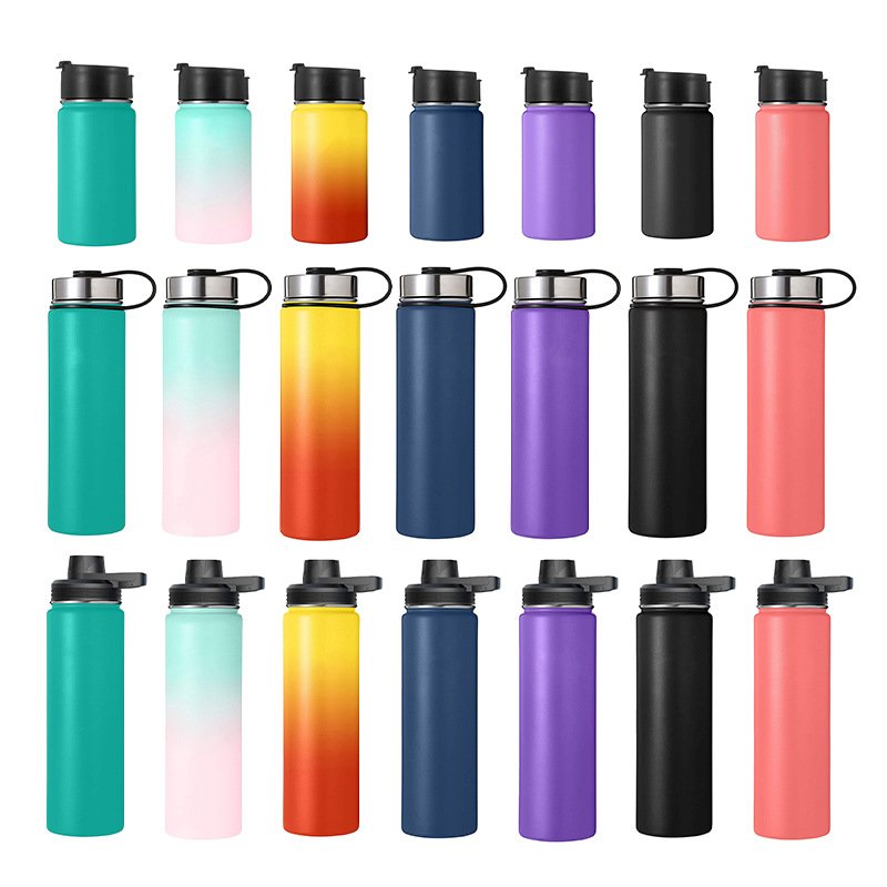 Colorful oem lid double wall 18/8 304 stainless steel drinking custom logo hot sport vacuum water bottle bulk with handgrip