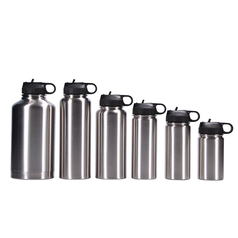 Colorful oem lid double wall 18/8 304 stainless steel drinking custom logo hot sport vacuum water bottle bulk with handgrip