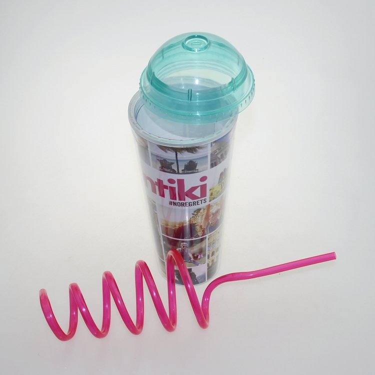 Eco-Friendly Feature 22oz double wall plastic tumbler mug with straw cup coffee mug with photo insert