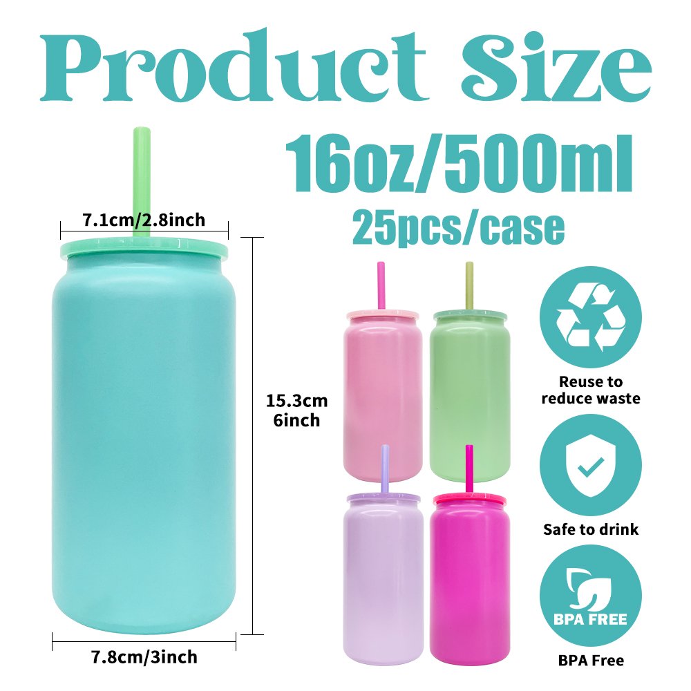 USA Warehouse Matt Candy Colored Macaron Blank Sublimation Double Walled Vacuum Insulated Stainless Steel 16oz Can Travel Mugs