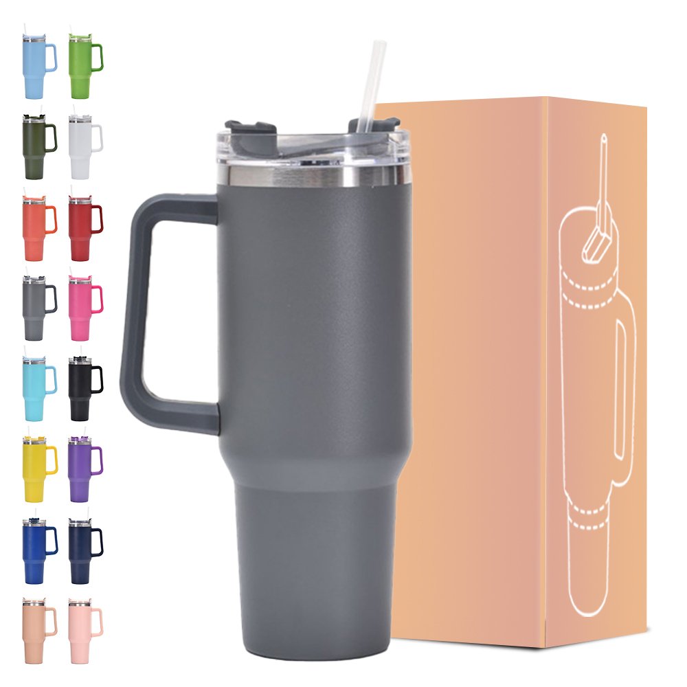Custom 40oz Stainless Steel Vacuum Tumbler Modern Travel Mugs Sustainable Tumbler With Lid And Straw Handle