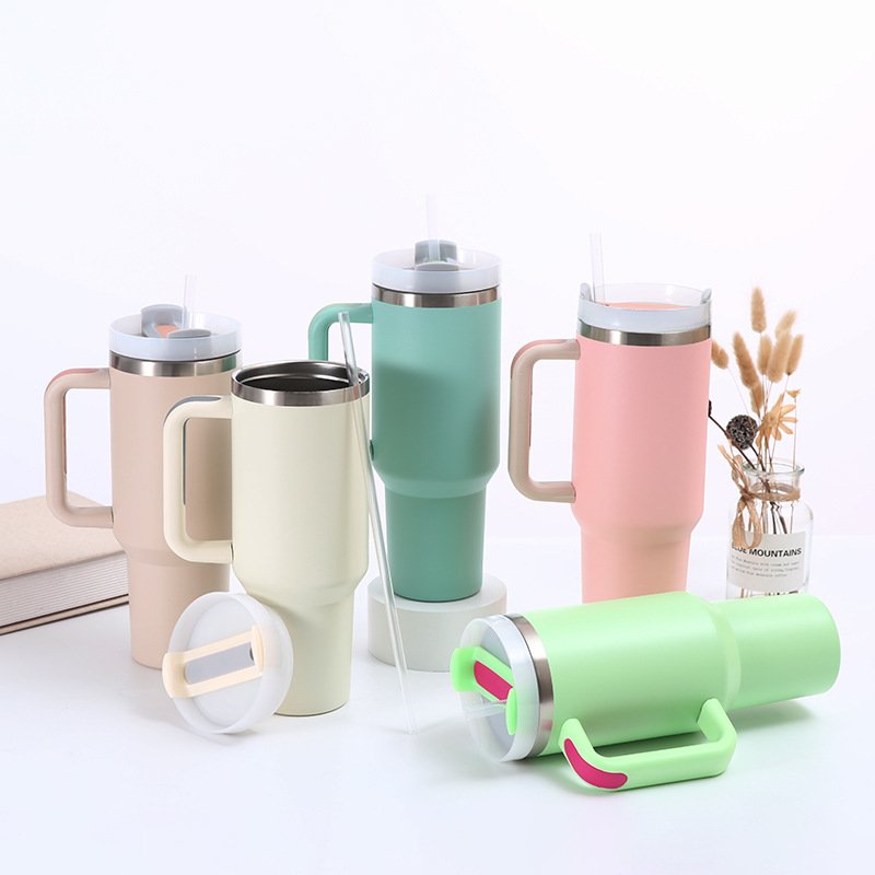 Double walled H2.0 stainless steel wholesale tumblers 40oz Tumbler Mug With Straw Lid Reusable Vacuum Stainless car cup