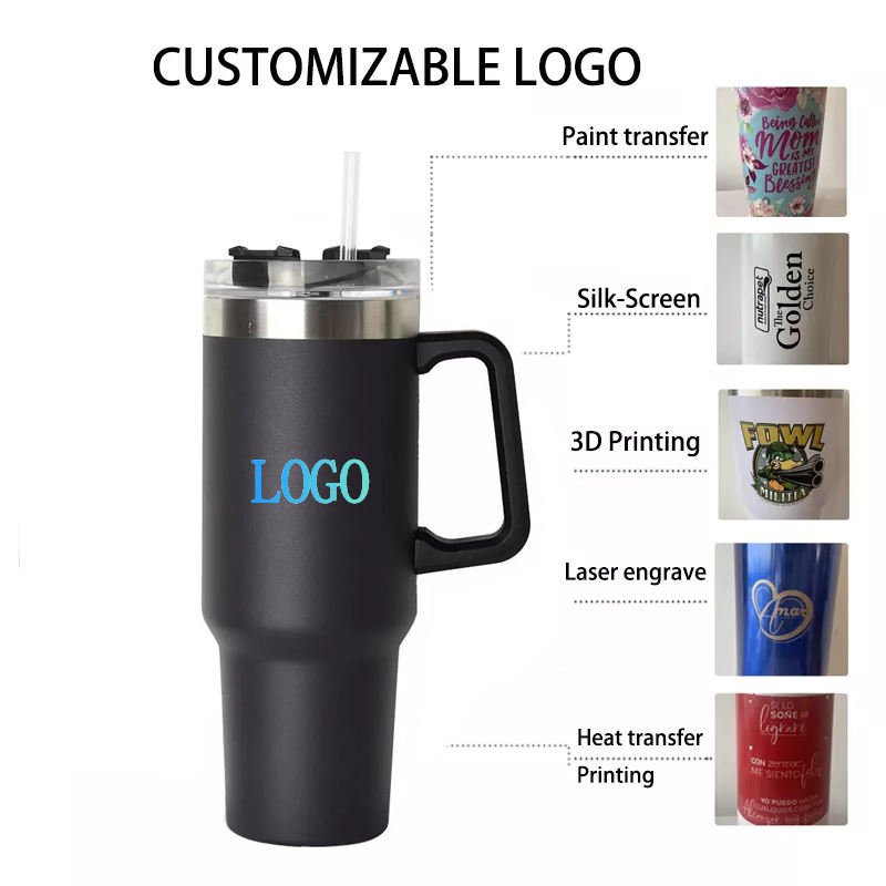 Double walled H2.0 stainless steel wholesale tumblers 40oz Tumbler Mug With Straw Lid Reusable Vacuum Stainless car cup