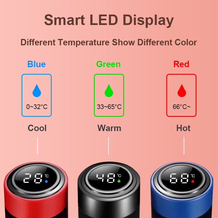 LED Display Smart Water Bottle 500ml Stainless Steel Thermos Vacuum Flasks