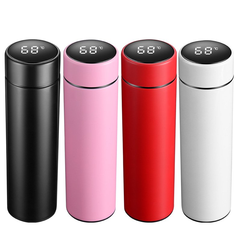 hot sale outdoor portable 500ml stainless steel vacuum flask creative smart with temperature creative water cup