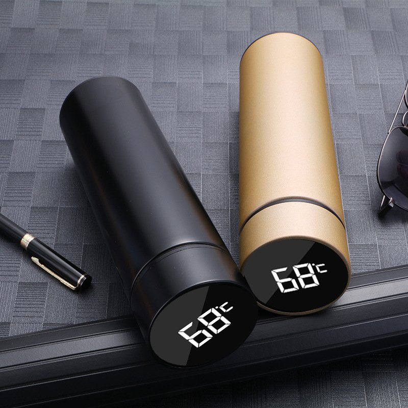 hot sale outdoor portable 500ml stainless steel vacuum flask creative smart with temperature creative water cup