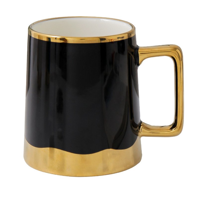 Zogifts White Color Couple Set Nordic Style Creative Glazed Custom Travel Breakfast On The Go Cups Gold Handle Coffee Mug