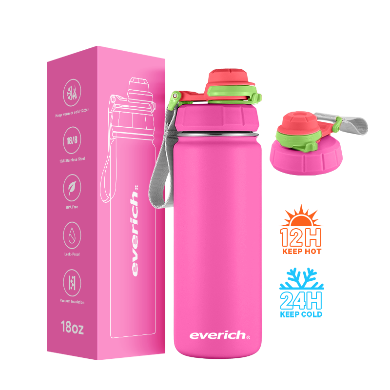 Stainless Steel Water Bottle insulated vacuum flask thermos double wall 304 heat preservation with multi lid