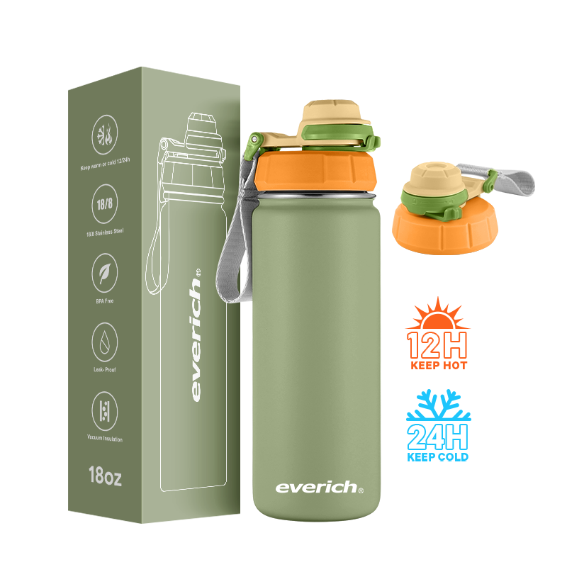 Stainless Steel Water Bottle insulated vacuum flask thermos double wall 304 heat preservation with multi lid