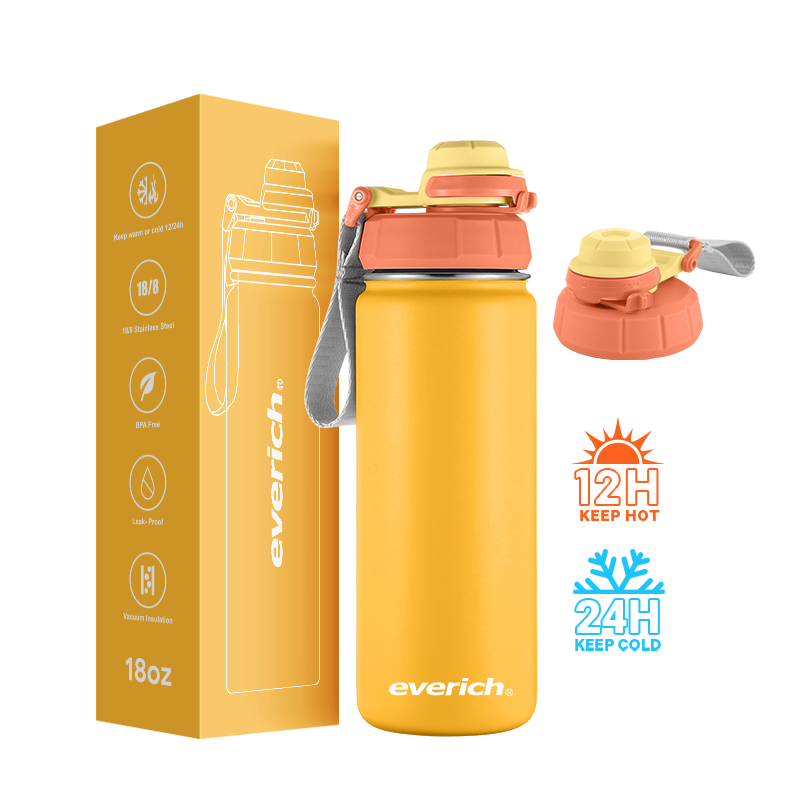 Stainless Steel Water Bottle insulated vacuum flask thermos double wall 304 heat preservation with multi lid