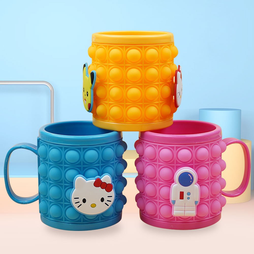 Eco-Friendly Pop Water Bottle Sensory Pop Fidget Toy Silicone, Fidget Toy Mug, Pop Up Fidget Out Toy Food Mug Squeeze Cups