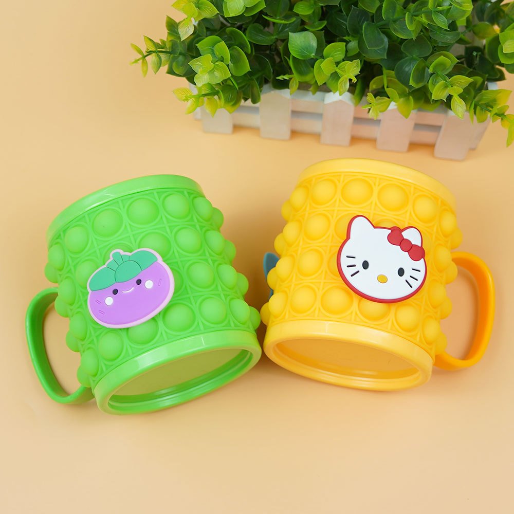 Eco-Friendly Pop Water Bottle Sensory Pop Fidget Toy Silicone, Fidget Toy Mug, Pop Up Fidget Out Toy Food Mug Squeeze Cups