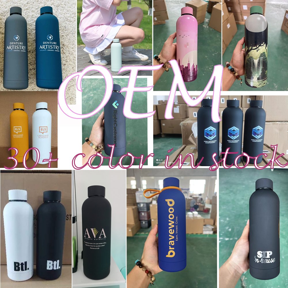 Custom logo New trend 500ml Double Wall Vacuum Insulated Water Bottles Flask Mug Cup Stainless Steel vacuum flasks & vacuum