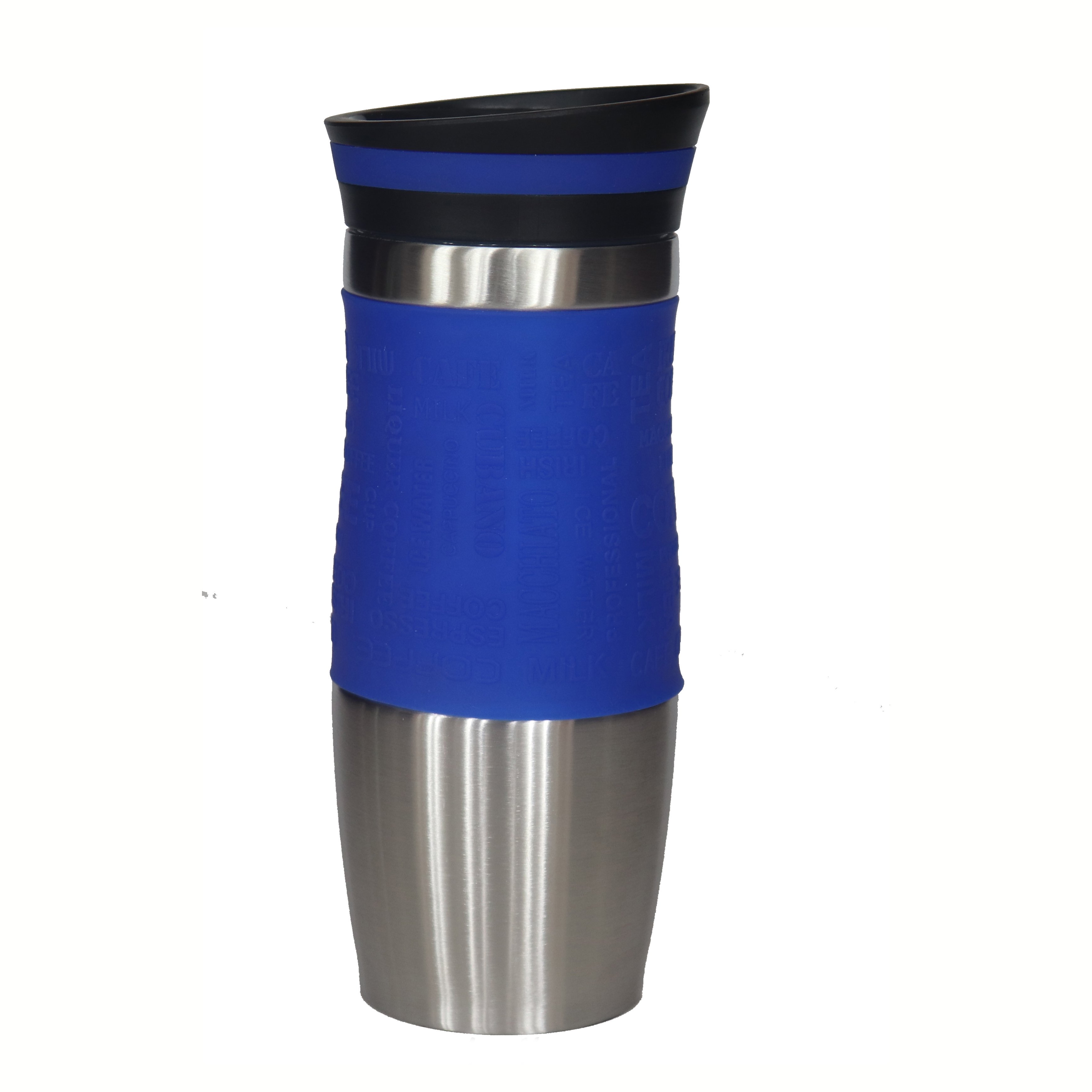 380ML DOUBLE WALL STAINLESS STEEL VACUUM MUG WITH SILICONE IN MIDDLE
