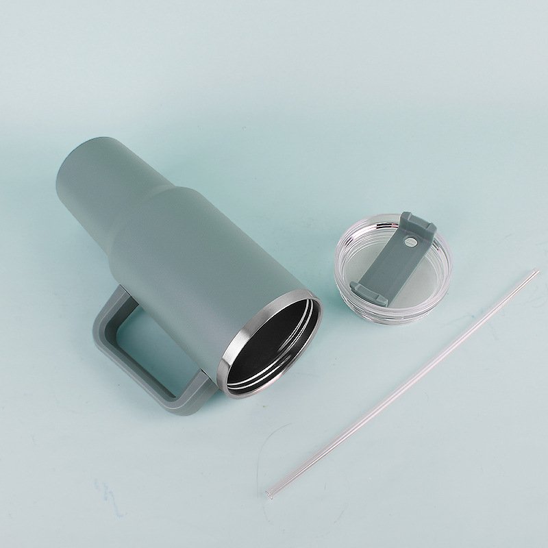 40oz Large Capacity Stainless Steel Car Mug 1200ml Handle Straw Beer Mug with Lid Drinkware for Adults Custom Logo