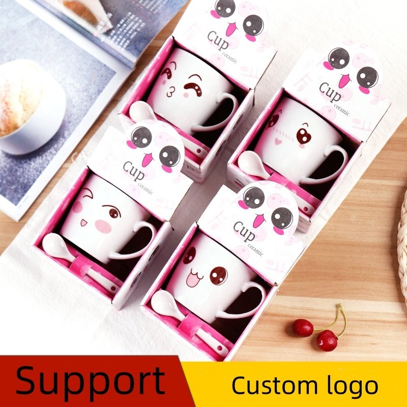 Creative ceramic cup opening small gift activity gift cartoon coffee cup Practical cup mug printed logo