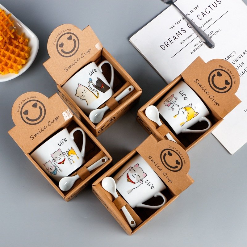 Creative ceramic cup opening small gift activity gift cartoon coffee cup Practical cup mug printed logo