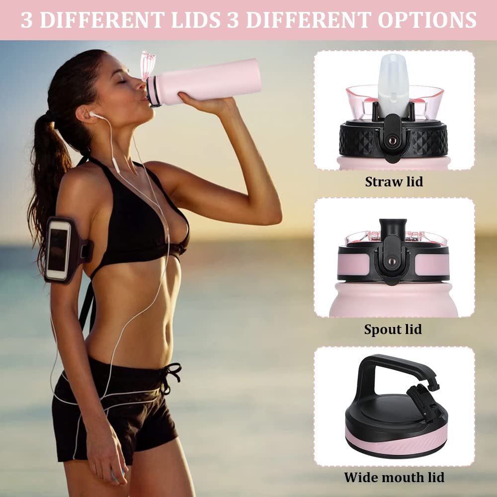 Leak Proof 750 Ml Double Wall Printed Stainless Steel Drinking Water Bottle Bpa Free Vacuum Flask With Straw Lid