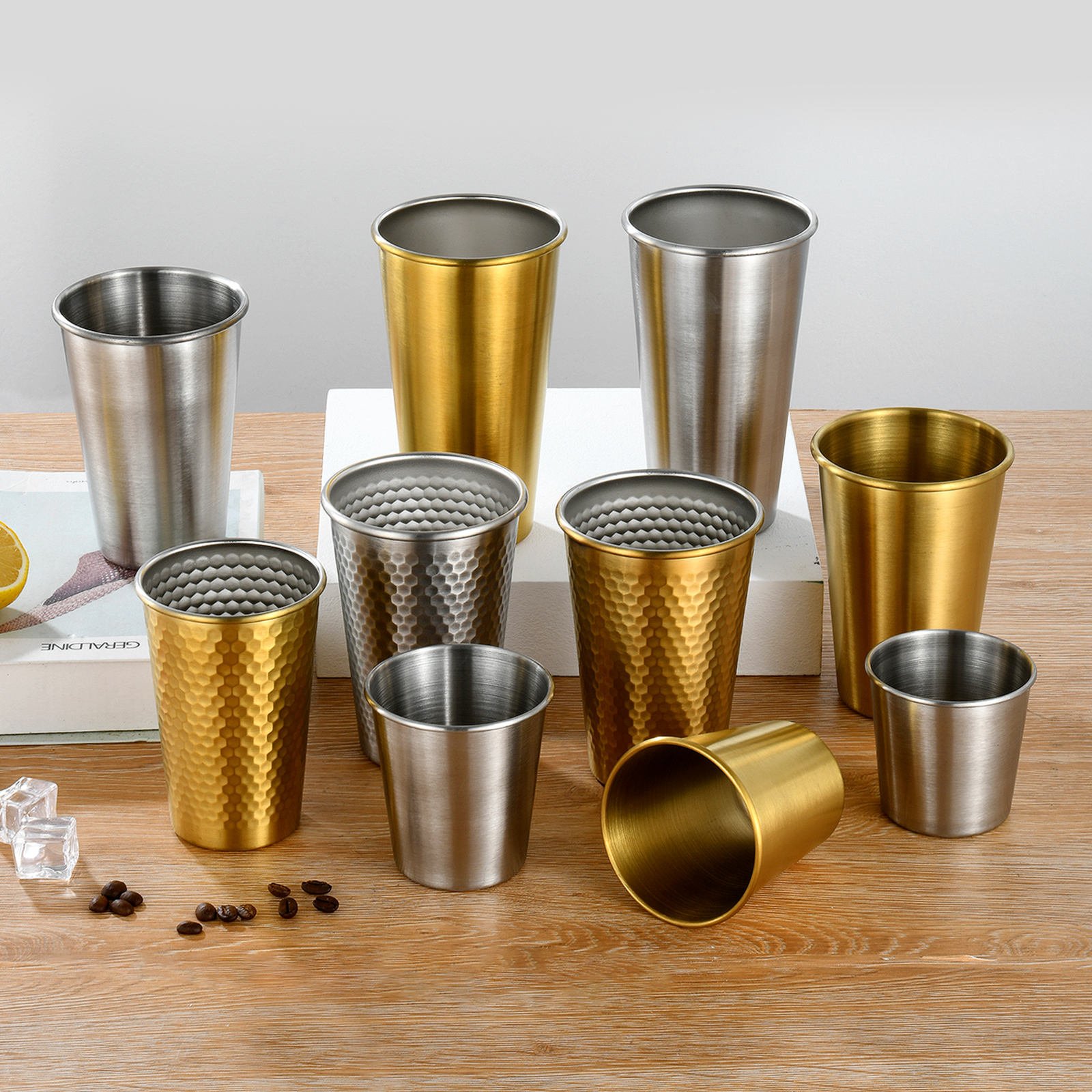 Korean-Style Beer Mug Drink Stainless Steel Drinking Cup Travel Coffee Mug Water Tumbler Pint Tea Cup Mugs