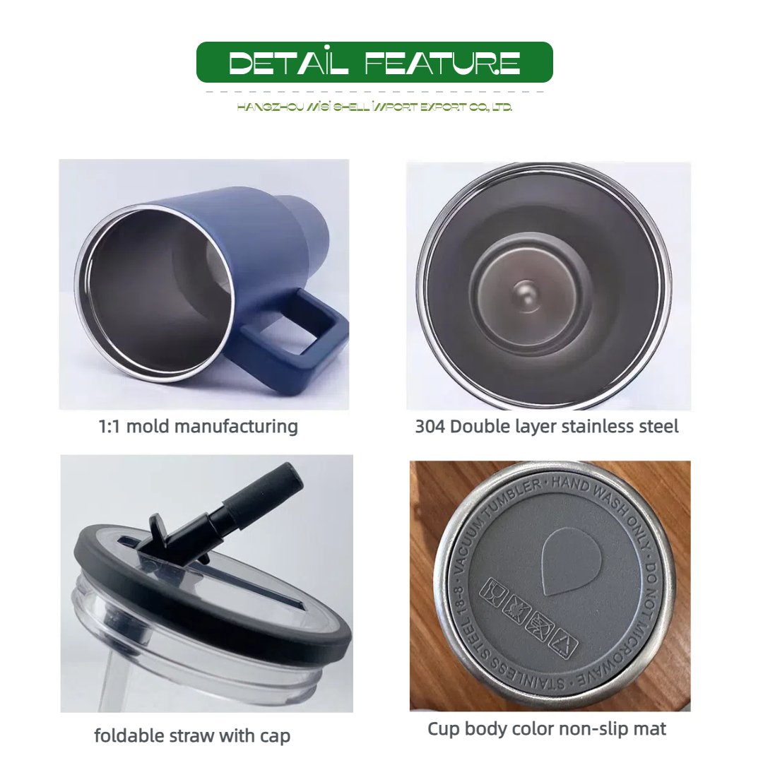 Custom Logo Leak Proof Flip Top Straw Tumbler Wholesale Bulk Thermol Cup Stainless Steel Coffee Mug 40oz Tumbler Cup with Handle