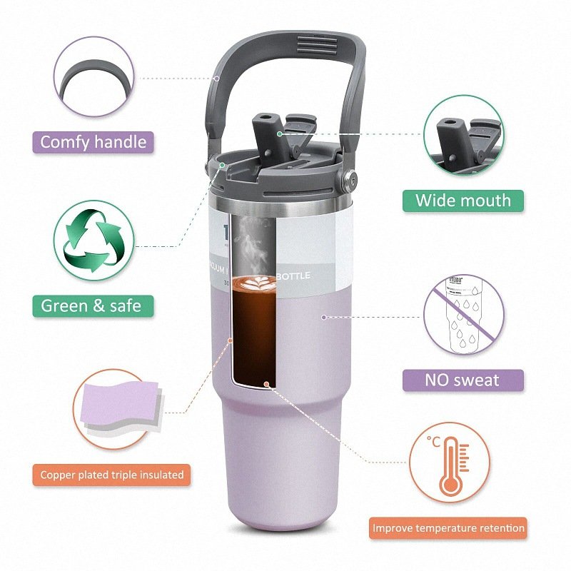 Custom Logo Gym Sport Hot Insulated Custom Stainless Steel Vacuum Flask Drinking Travel Water Bottles With Straw