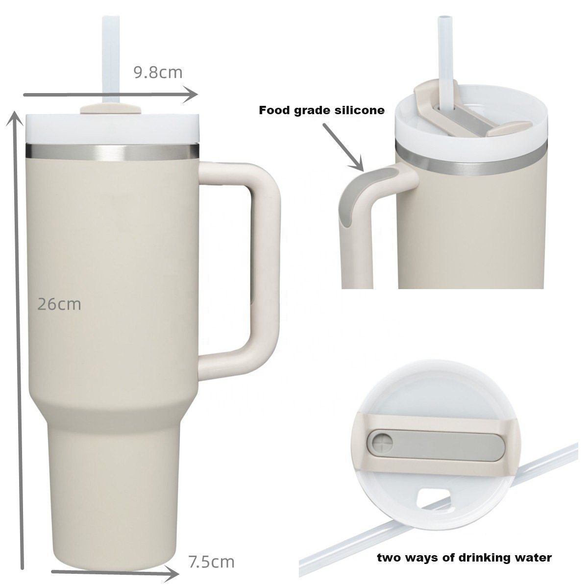Wholesale 40oz Travel Coffee Double Wall Vacuum Custom Logo Stainless Steel Outdoor Mug Tumbler With Handle And Straw