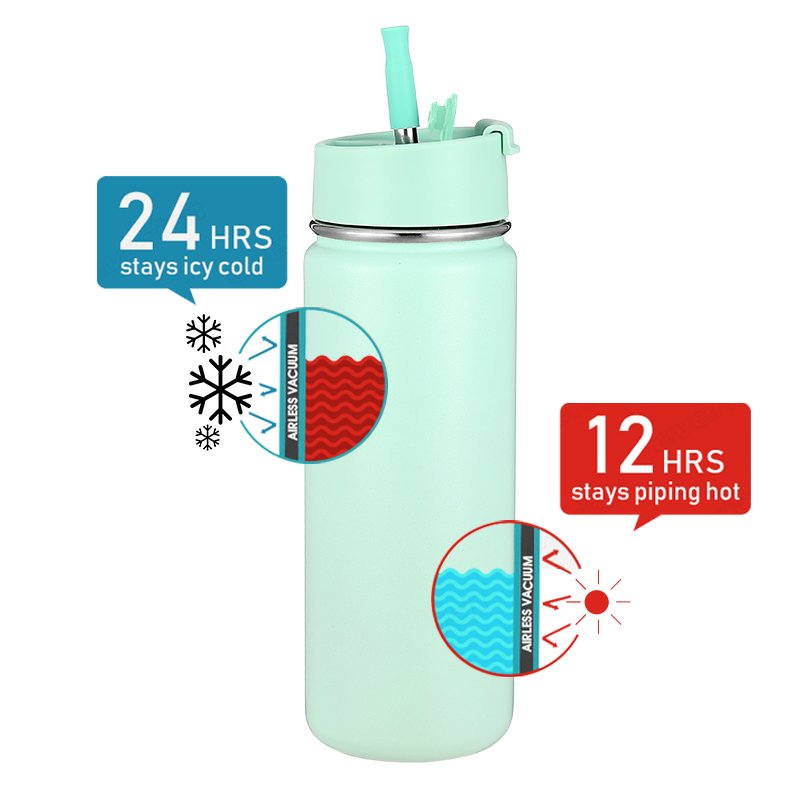 2024 New Design Wide Mouth Water Bottles Food Grade 304 Stainless Steel Vacuum Flask For Travel