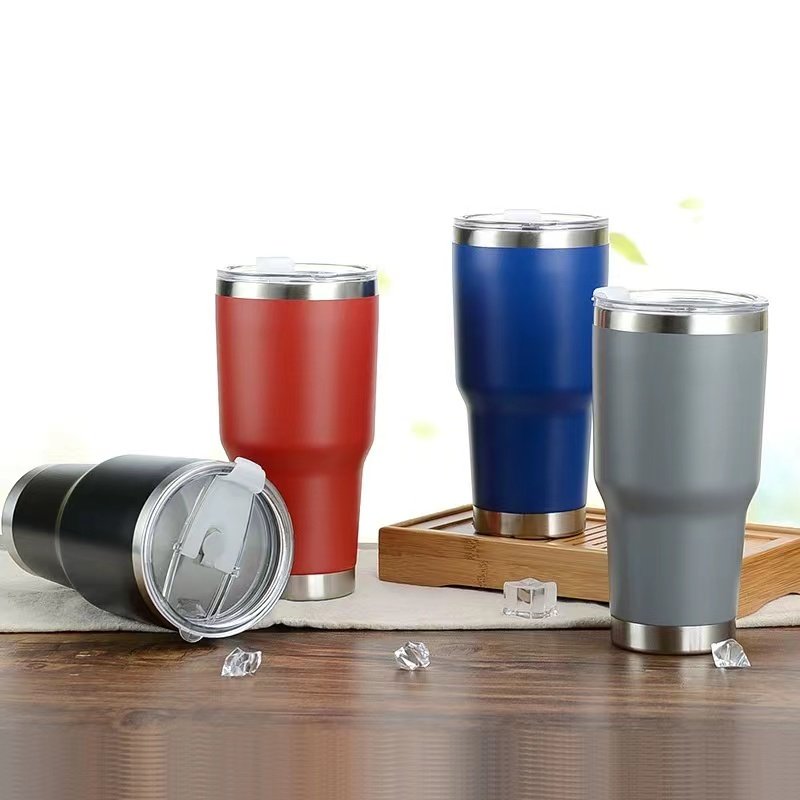 30oz Custom Thermo Cup Double Wall Vacuum Stainless Steel Coffee Cup Mug Sublimation Wine Travel Tumblers Wth Straw