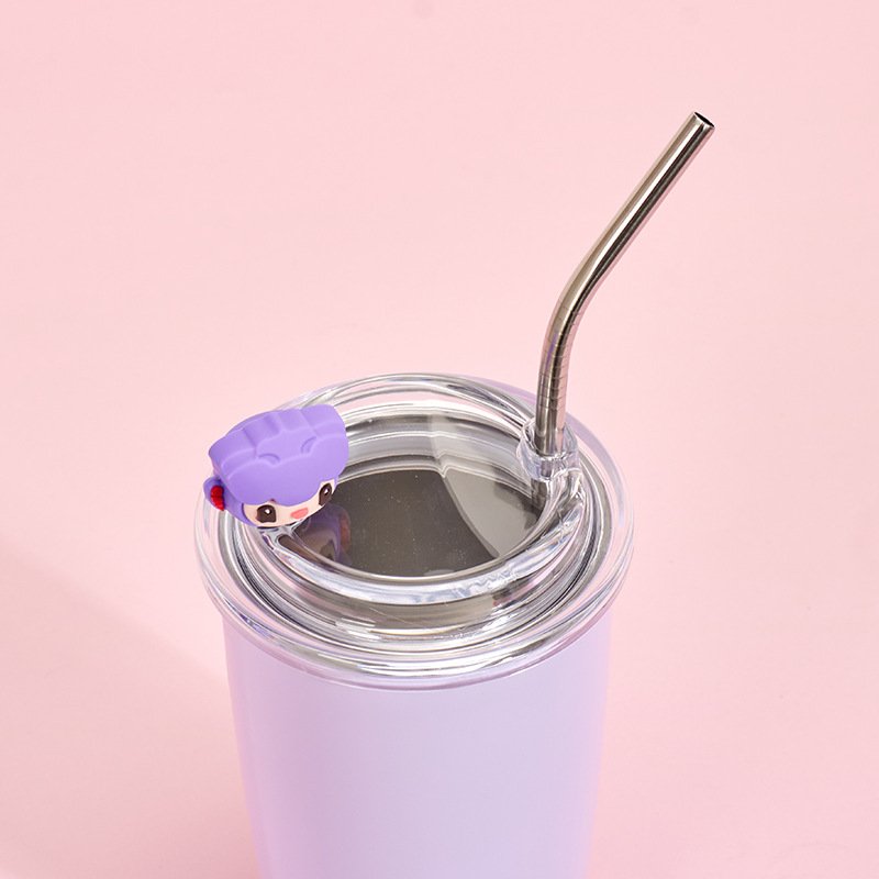 Stainless Steel Thermal Mug Straight Straw Cup Portable 20oz Water Tumbler Car Travel Cup Mug For Back to School