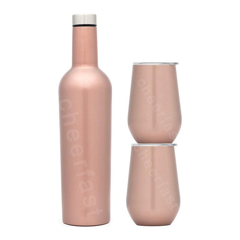 750Ml Double Walled Thermal Drinks Travel Wine Glass Gift Set Water Bottle Stainless Steel Insulated