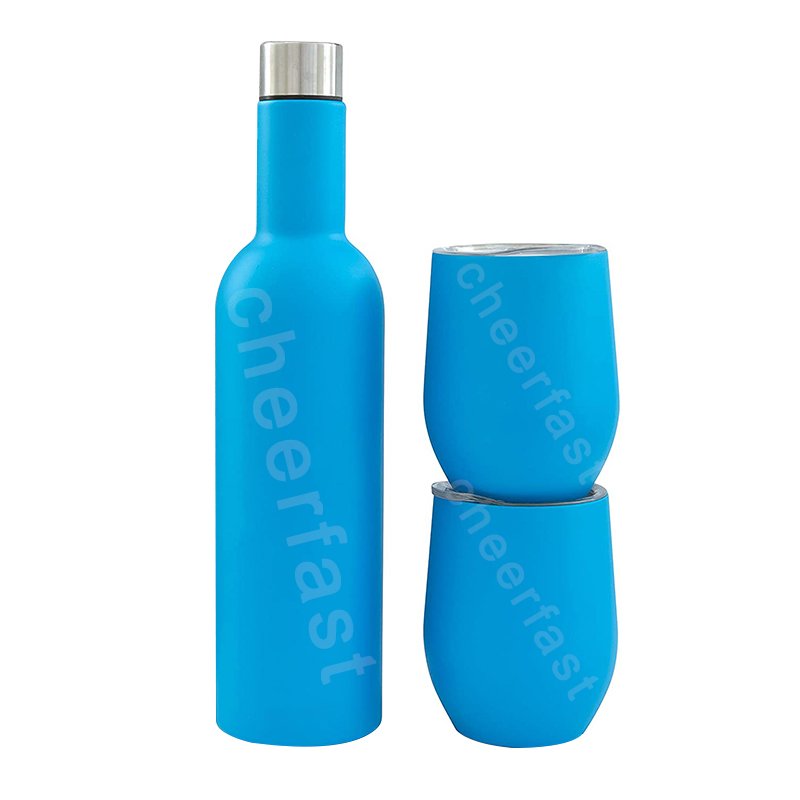 750Ml Double Walled Thermal Drinks Travel Wine Glass Gift Set Water Bottle Stainless Steel Insulated