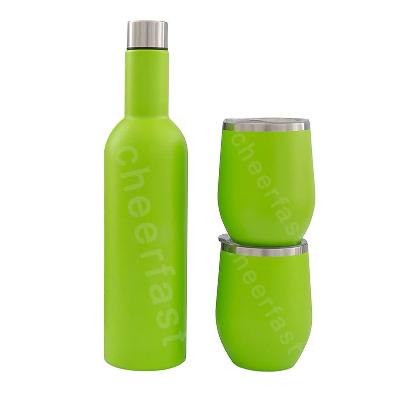 750Ml Double Walled Thermal Drinks Travel Wine Glass Gift Set Water Bottle Stainless Steel Insulated