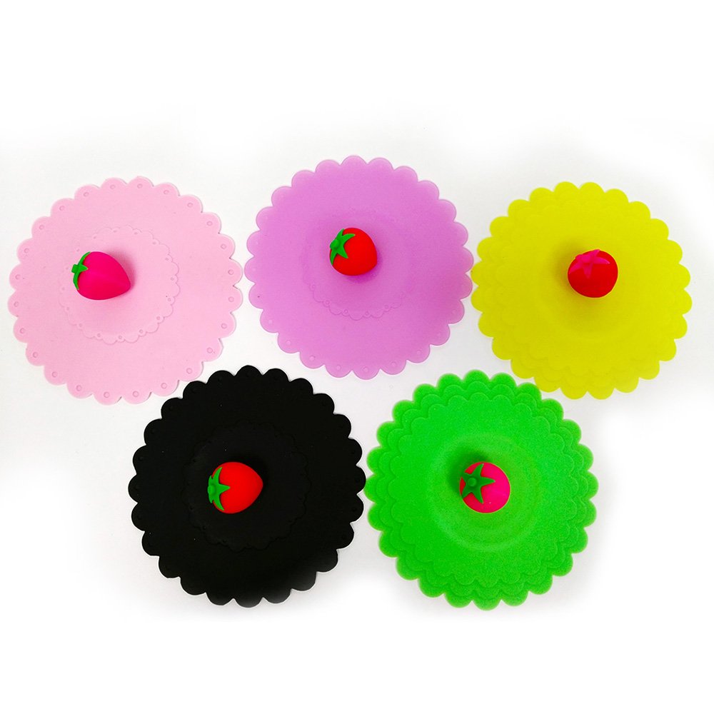 Cute Reusable Cup Lid Silicone Anti-dust Cup Cover Mugs Suction Cover