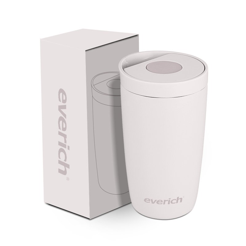 Everich ODM 12oz Double Wall Vaccum Insulated Food Grade Coffee Mug With Press Botton Lid
