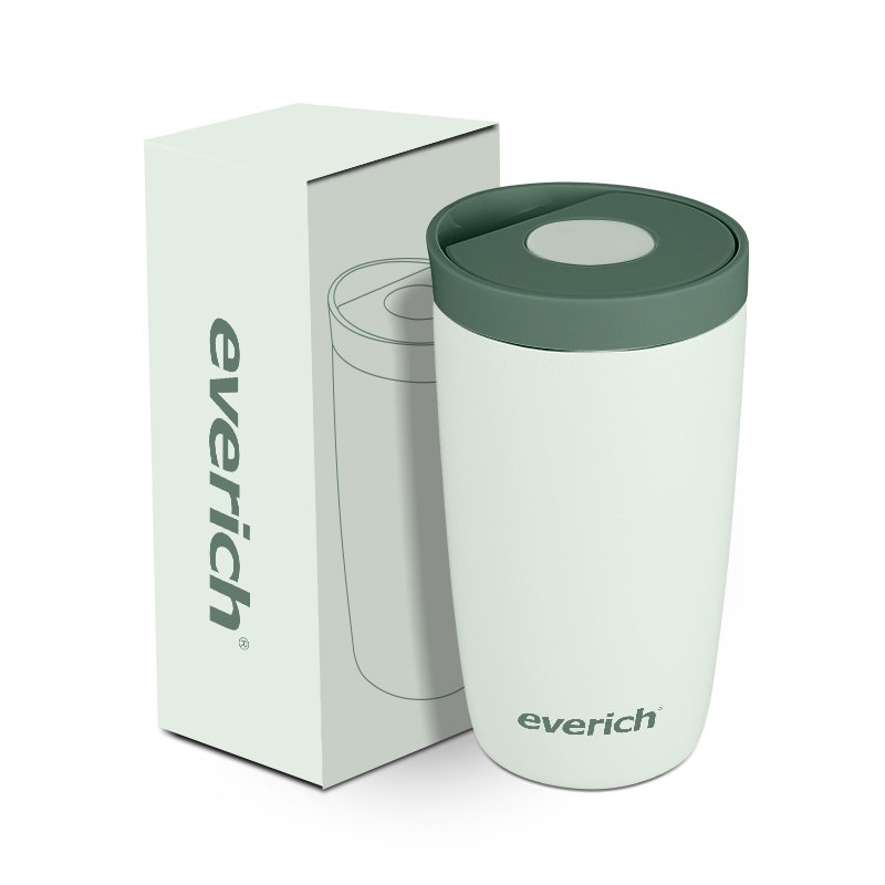 Everich ODM 12oz Double Wall Vaccum Insulated Food Grade Coffee Mug With Press Botton Lid