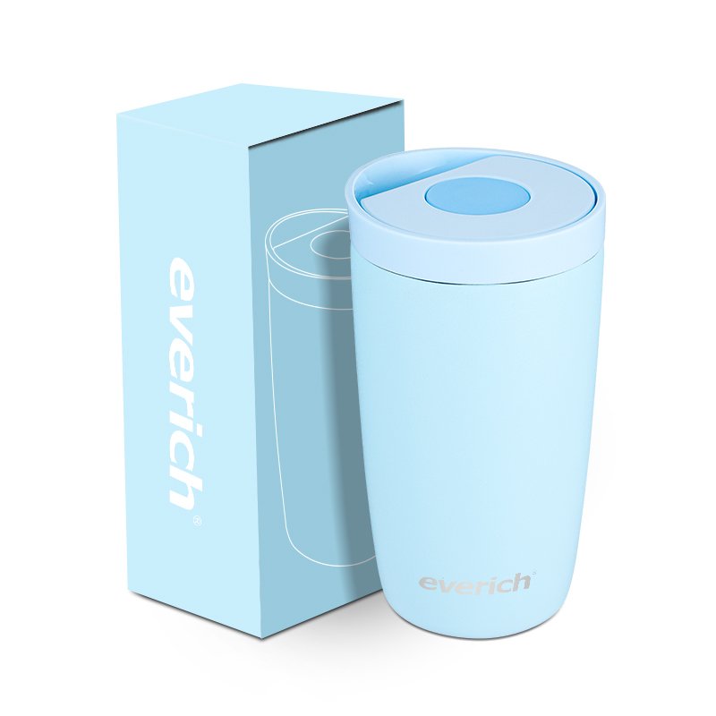 Everich ODM 12oz Double Wall Vaccum Insulated Food Grade Coffee Mug With Press Botton Lid