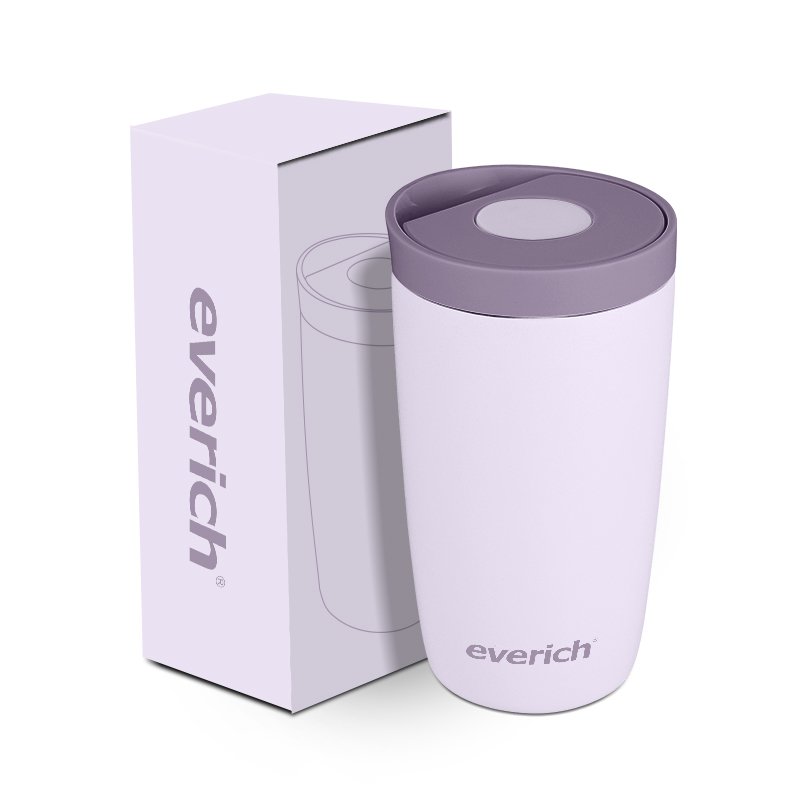 Everich ODM 12oz Double Wall Vaccum Insulated Food Grade Coffee Mug With Press Botton Lid