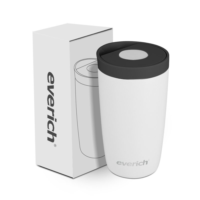 Everich ODM 12oz Double Wall Vaccum Insulated Food Grade Coffee Mug With Press Botton Lid