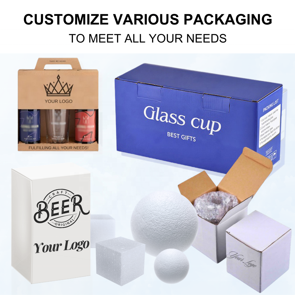 Factory price free customized beer stein diamond pattern glass beer mug with handle