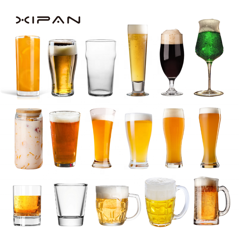 Factory price free customized beer stein diamond pattern glass beer mug with handle