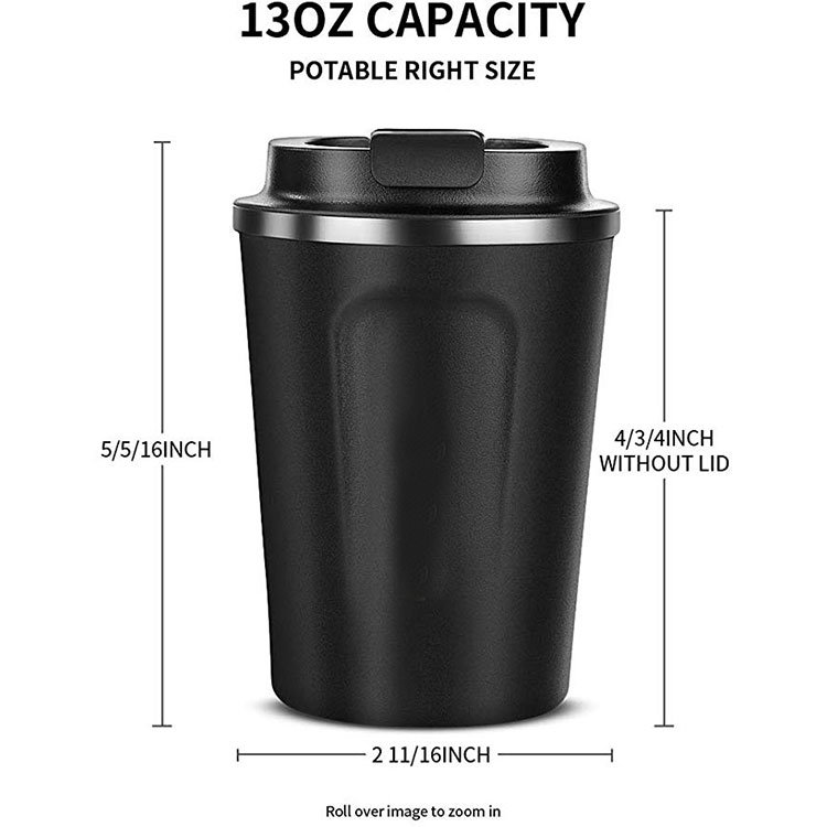 Superior Quality 380ml 12oz Eco-friendly Double Wall Reusable Coffee Cup Stainless Steel Travel Coffee Mug