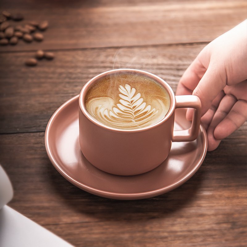 Matt White Ceramic Coffee Tea Cup and Saucer Set Porcelain Afternoon Tea Cappuccino Cup Coffee Mug Set Custom Europe Sustainable