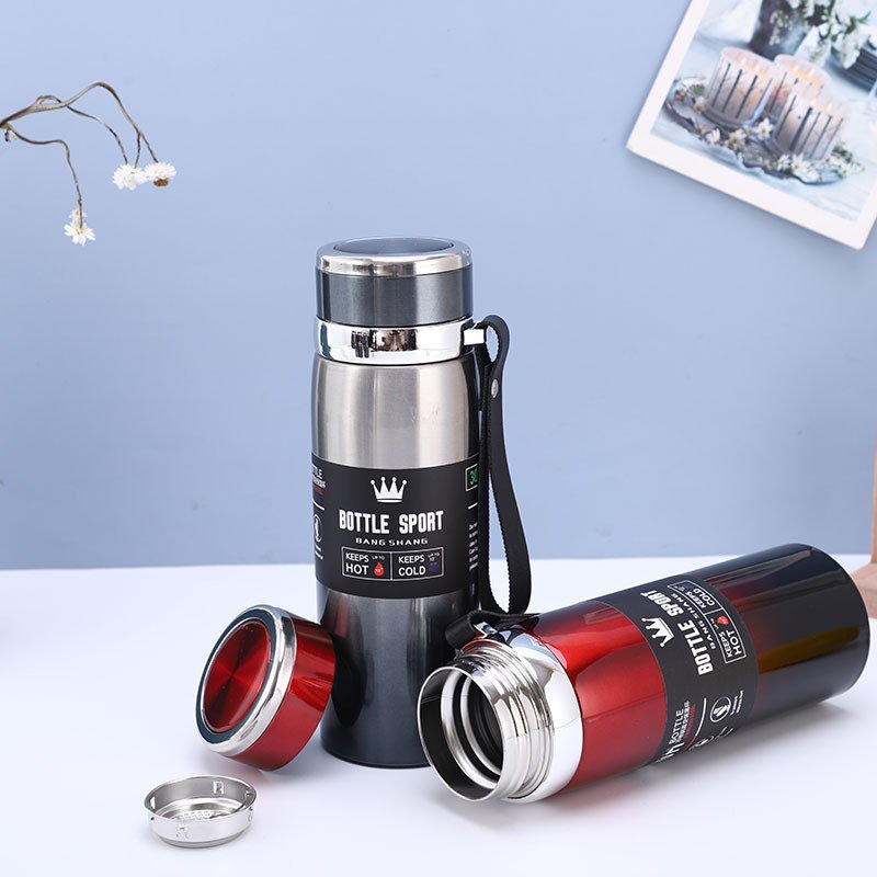 1L 304 Stainless Steel Travel Vacuum Cup With Filter Portable Thermos Flask With Rope Sports Water Bottle