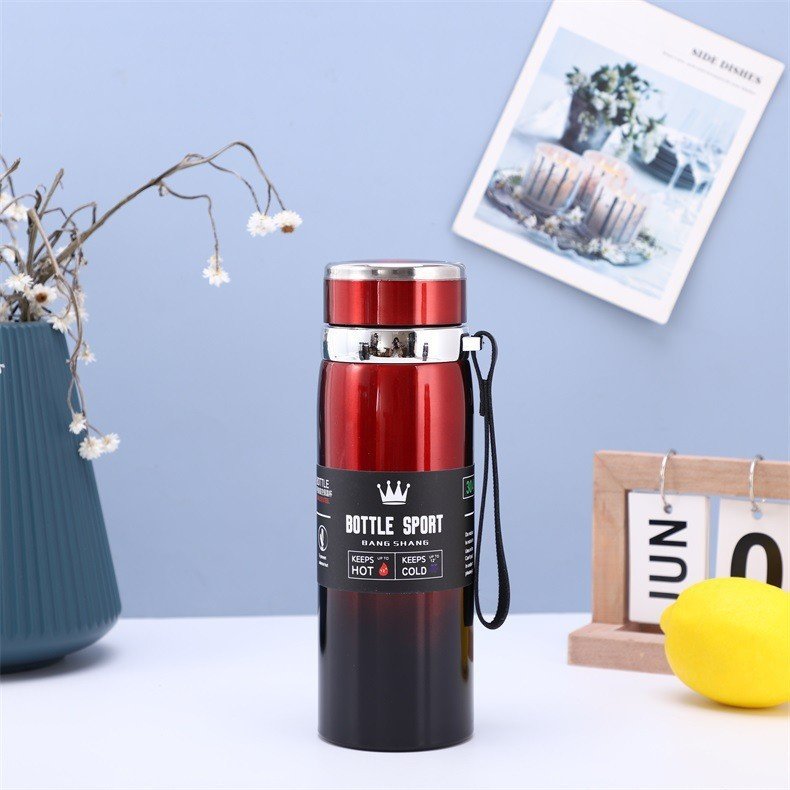 1L 304 Stainless Steel Travel Vacuum Cup With Filter Portable Thermos Flask With Rope Sports Water Bottle
