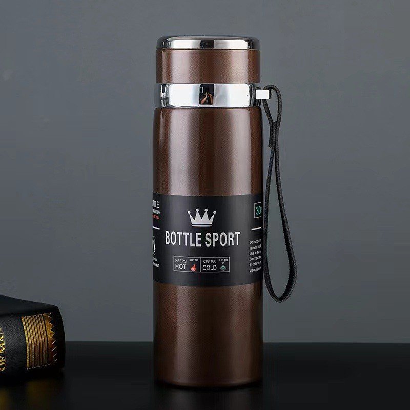 1L 304 Stainless Steel Travel Vacuum Cup With Filter Portable Thermos Flask With Rope Sports Water Bottle