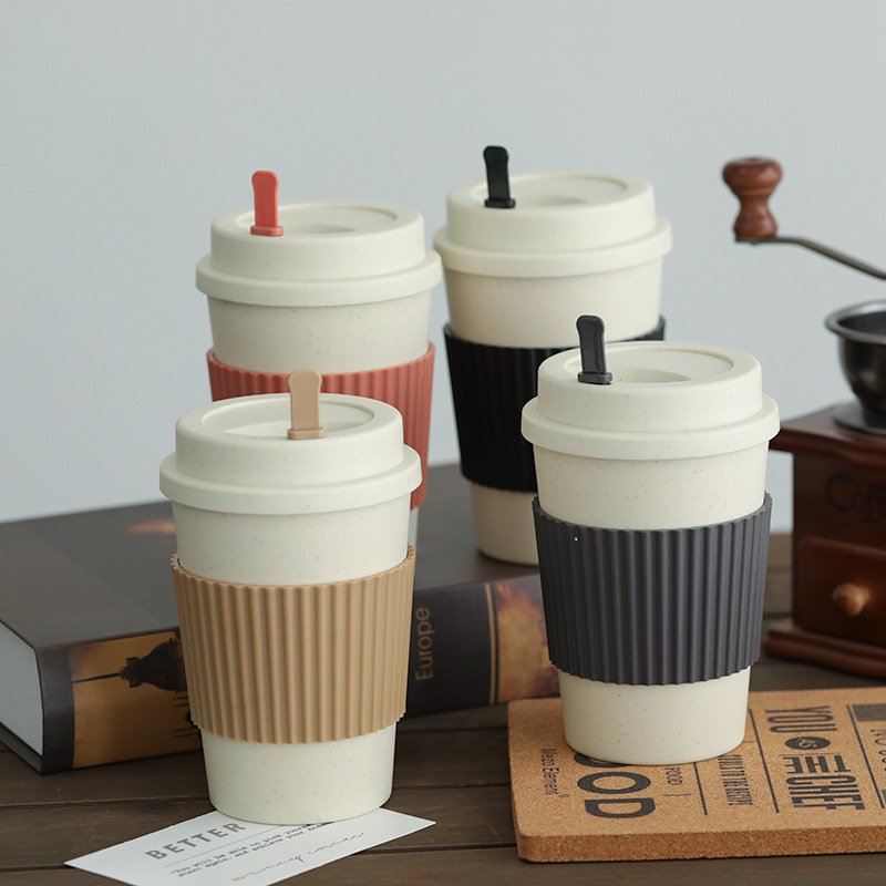 Creative Wheat Cup Carrying Rope Portable Coffee Mug Drinking Cup