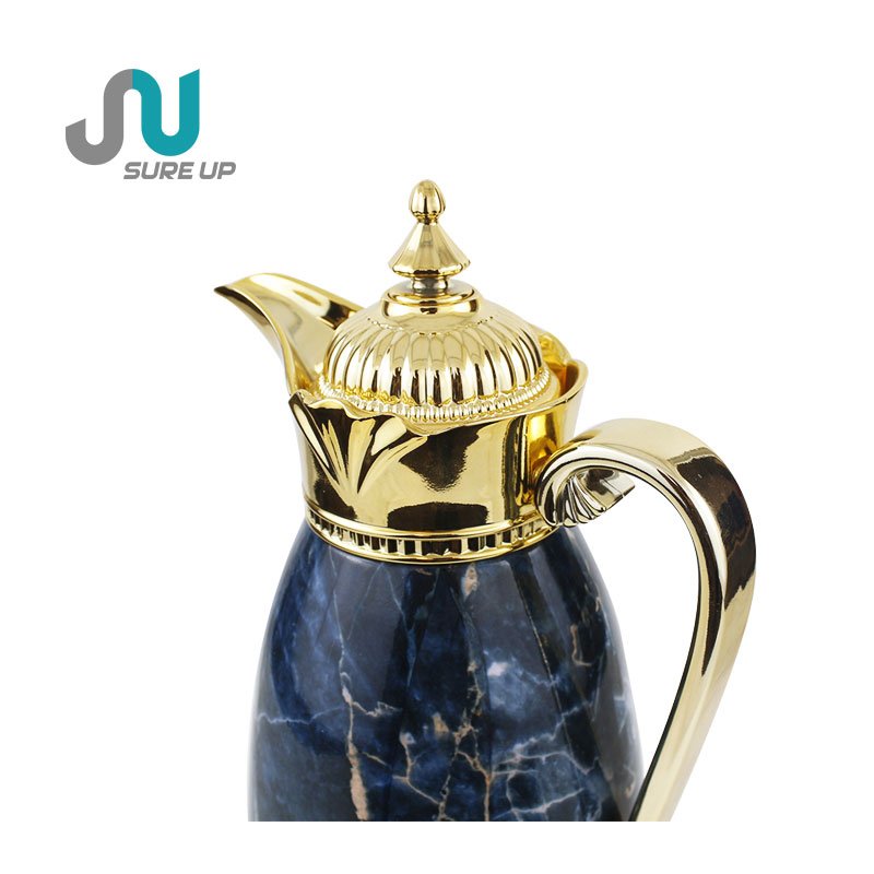 Wholesale Dallah Arabic Style Turkish Coffee Tea Pots Double Wall Glass Liner Thermos Hot Water Flask Jug