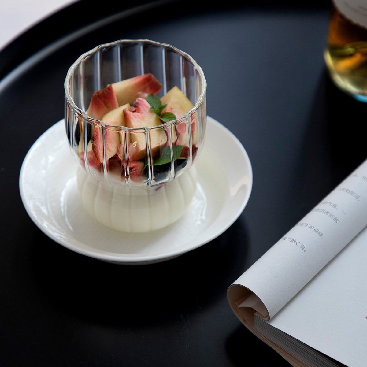 Heat Resistant High Borosilicate Glass Cup Coffee Mug Beer Glass Cup Cute Striped Oat Milk Breakfast Cup Clear Creative
