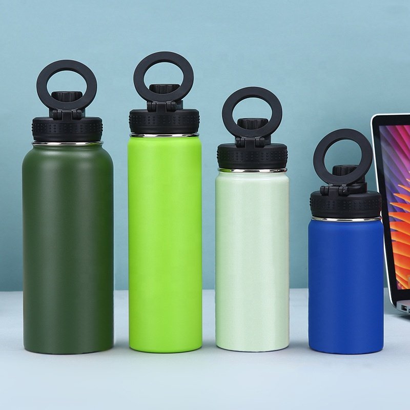 Sport Water Bottle With Magnetic Phone Holder Insulated Water Flask Bottle Sport Water Bottle With Magnetic Phone Mount Stand