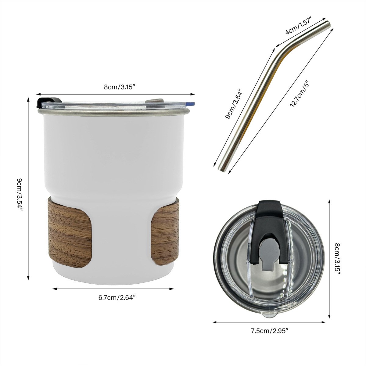 2024 new custom logo portable outdoor picnic coffee & tea cups glass cold drink beer single layer mug with wood holder and lid